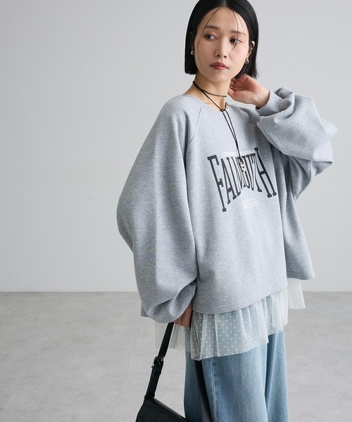 Green Parks(グリーンパークス)の「裾フレアドットチュールドッキングインナー(Tシャツ/カットソー・レディース・オフホワイト/ブラック・FREE)」の5枚目の写真