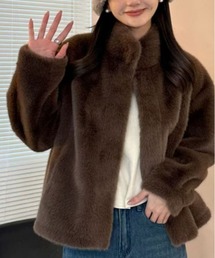 ハイネックフェイクファージャケット