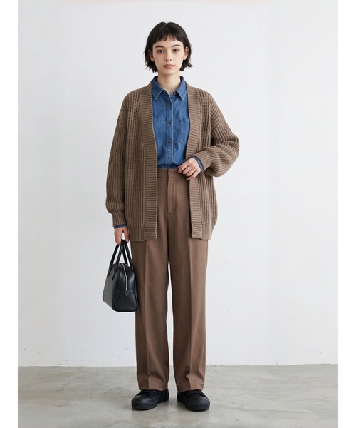 Sew loop(ソーループ)の「ローゲージ ボタンレス ざっくりあぜ編み トッパーニットカーディガン(カーディガン/ボレロ・レディース・グレー/ブラウン/ブラック・FREE)」の22枚目の写真