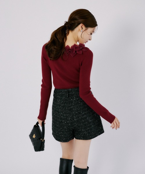 tocco closet(トッコ クローゼット)の「ラメツイードタックショートパンツ(その他パンツ・レディース・ブラック/ベビーピンク・M)」の8枚目の写真