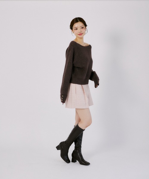 tocco closet(トッコ クローゼット)の「ラメツイードタックショートパンツ(その他パンツ・レディース・ブラック/ベビーピンク・M)」の10枚目の写真