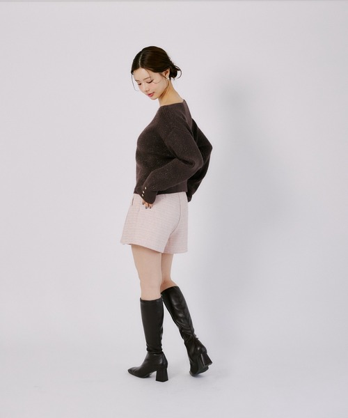 tocco closet(トッコ クローゼット)の「ラメツイードタックショートパンツ(その他パンツ・レディース・ブラック/ベビーピンク・M)」の11枚目の写真