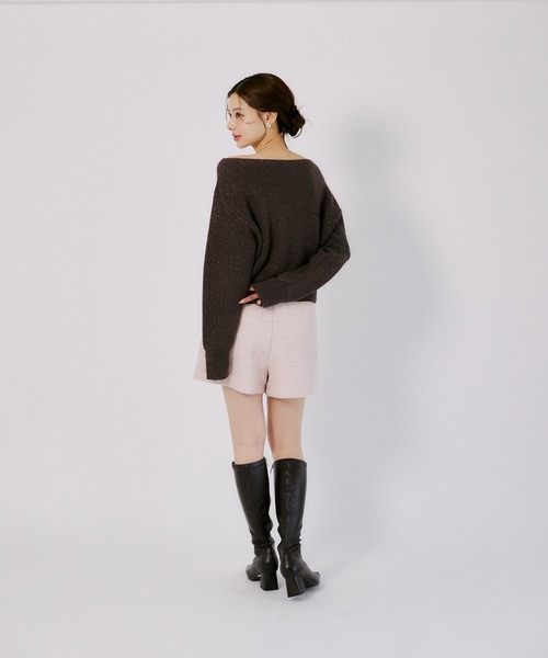 tocco closet(トッコ クローゼット)の「ラメツイードタックショートパンツ(その他パンツ・レディース・ブラック/ベビーピンク・M)」の12枚目の写真