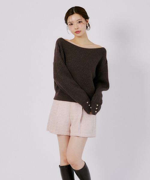 tocco closet(トッコ クローゼット)の「ラメツイードタックショートパンツ(その他パンツ・レディース・ブラック/ベビーピンク・M)」の13枚目の写真