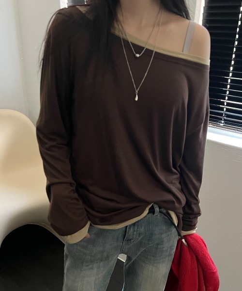 LOENNE(ロエヌ)の「Boat Neck Loose Tee / ボートネックルーズTシャツ(Tシャツ/カットソー・レディース・Mustard/ブラウン/グレー/ホワイト/ブラック・FREE)」の4枚目の写真