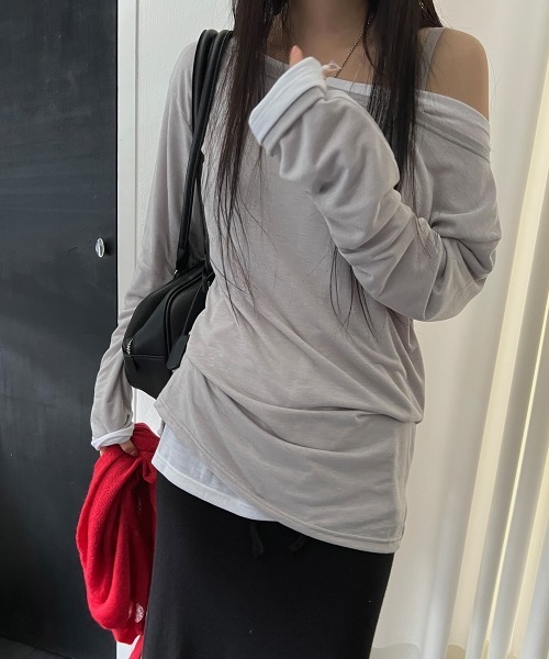 LOENNE(ロエヌ)の「Boat Neck Loose Tee / ボートネックルーズTシャツ(Tシャツ/カットソー・レディース・Mustard/ブラウン/グレー/ホワイト/ブラック・FREE)」の10枚目の写真