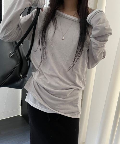 LOENNE(ロエヌ)の「Boat Neck Loose Tee / ボートネックルーズTシャツ(Tシャツ/カットソー・レディース・Mustard/ブラウン/グレー/ホワイト/ブラック・FREE)」の13枚目の写真