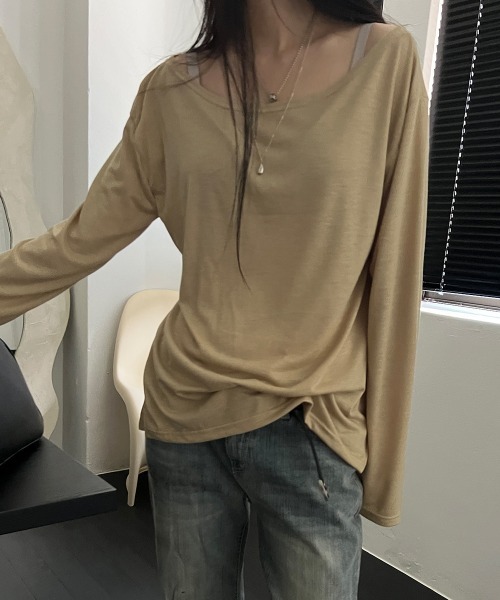 LOENNE(ロエヌ)の「Boat Neck Loose Tee / ボートネックルーズTシャツ(Tシャツ/カットソー・レディース・Mustard/ブラウン/グレー/ホワイト/ブラック・FREE)」の17枚目の写真