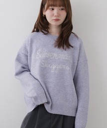 バイカラー刺繍ニット