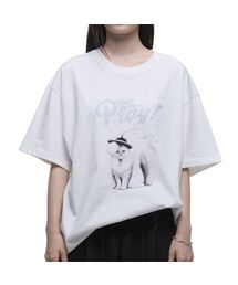 71TO96（チル ハナ トゥ グユク）の「Sangmo cat T-shirt (White)（Tシャツ/カットソー）」