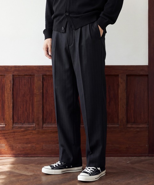 CITY TOKYO（シティトウキョウ）の「【CITY TOKYO/シティートーキョー】Merino wool flannel ストレートトラウザーズ（スラックス・メンズ・ブラック/ネイビー・1/3/2）」の2枚目の写真