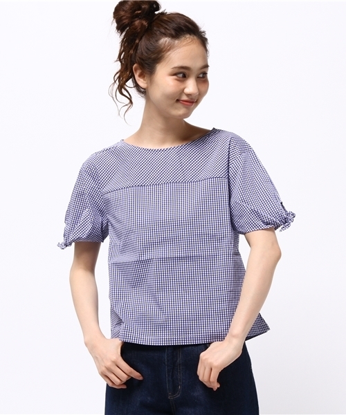 POU DOU DOU（プードゥドゥ）の「袖口リボンブラウス（シャツ/ブラウス・レディース・オフホワイト/ブラック系その他/ブルー・3）」の3枚目の写真