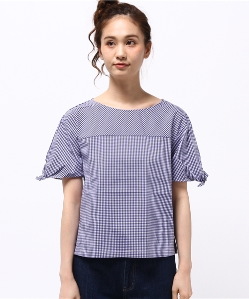 POU DOU DOU（プードゥドゥ）の「袖口リボンブラウス（シャツ/ブラウス・レディース・オフホワイト/ブラック系その他/ブルー・3）」の4枚目の写真