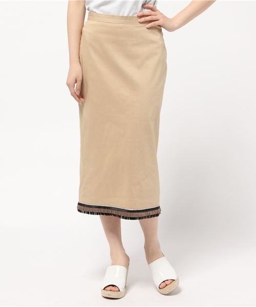 FIGARO Paris(フィガロパリ)の「スエード 裾フリンジスカート◆(スカート・レディース・ベージュ/ブラック・36/38)」の11枚目の写真