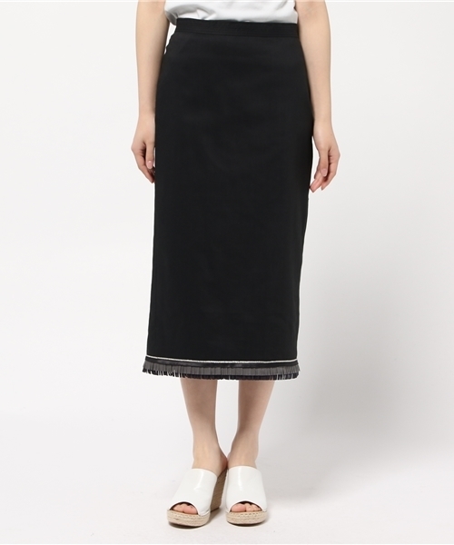 FIGARO Paris(フィガロパリ)の「スエード 裾フリンジスカート◆(スカート・レディース・ベージュ/ブラック・36/38)」の3枚目の写真