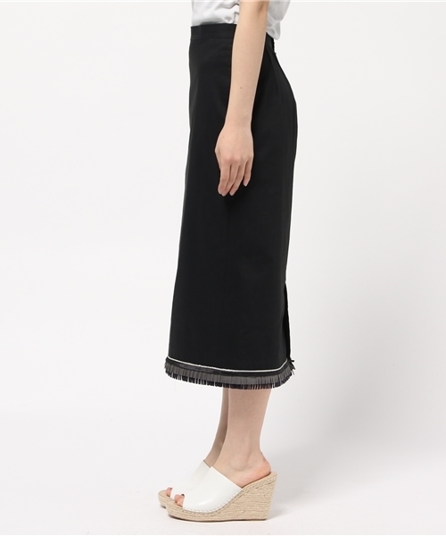 FIGARO Paris(フィガロパリ)の「スエード 裾フリンジスカート◆(スカート・レディース・ベージュ/ブラック・36/38)」の4枚目の写真