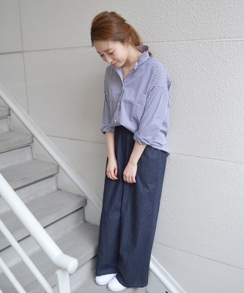 SHIPS Days（シップスデイズ）の「SHIPS Days STANDARD: 2WAYドロップショルダービッグシャツ□（シャツ/ブラウス・レディース・ホワイト/ブルー/ネイビー・S～Ｍ/M～Ｌ）」の6枚目の写真