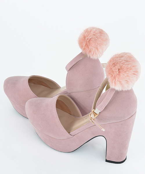 MICOAMERI（ミコアメリ）の「ポンポン付パンプス（パンプス・レディース・グレー/ピンク・L/M）」の4枚目の写真