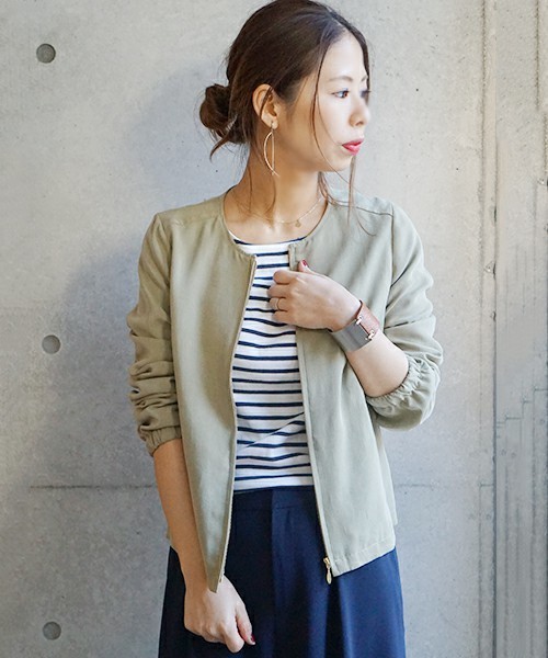 laboratory work(ラボラトリーワーク)の「テンセルツイルブルゾン(ブルゾン・レディース・ベージュ/サックスブルー/カーキ・MEDIUM)」の2枚目の写真