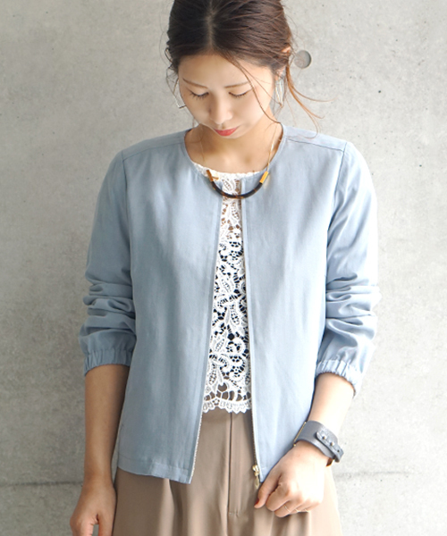 laboratory work(ラボラトリーワーク)の「テンセルツイルブルゾン(ブルゾン・レディース・ベージュ/サックスブルー/カーキ・MEDIUM)」の3枚目の写真