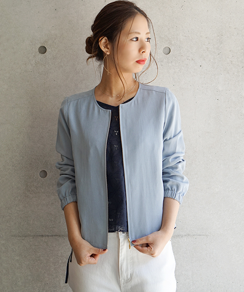 laboratory work(ラボラトリーワーク)の「テンセルツイルブルゾン(ブルゾン・レディース・ベージュ/サックスブルー/カーキ・MEDIUM)」の21枚目の写真