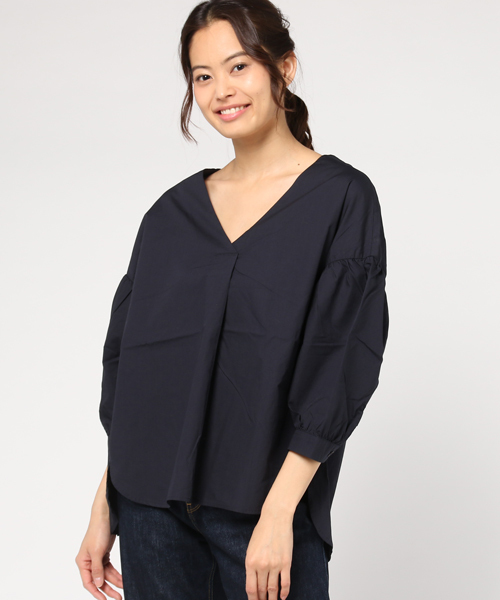 LIPSTAR（リップスター）の「タイプライター袖ボリュームブラウス（シャツ/ブラウス・レディース・ネイビー/オフホワイト/グリーン/ピンク・M(2)）」の7枚目の写真