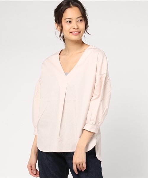 LIPSTAR（リップスター）の「タイプライター袖ボリュームブラウス（シャツ/ブラウス・レディース・ネイビー/オフホワイト/グリーン/ピンク・M(2)）」の8枚目の写真