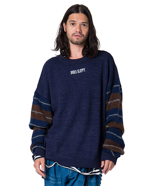 glamb(グラム)の「Roddy knit(ニット/セーター・メンズ・ネイビー/ブラック・1/3/2/0/4)」の2枚目の写真