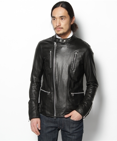 極美品 SHIPS JET BLUE レザージャケット シングルライダース シップス 本革ライダース！ SHIPS JET BLUE（シップスジェットブルー