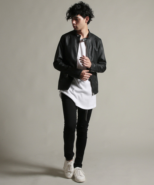 THE CASUAL(カジュアル)の「リアルタッチ スムース / スエード 合成皮革 シングル ライダース ジャケット(ライダースジャケット・メンズ・ダークブラウン/ブラック/ネイビー/チャコール/グリーン系その他/ベージュ系その他/キャメル/グレー/ベージュ/ブラウン系その他/ブラック系その他/ワイン・S/M/XL/L)」の13枚目の写真