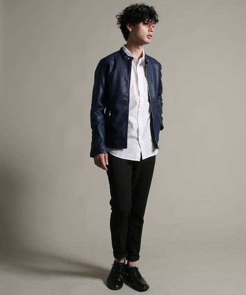 THE CASUAL(カジュアル)の「リアルタッチ スムース / スエード 合成皮革 シングル ライダース ジャケット(ライダースジャケット・メンズ・ダークブラウン/ブラック/ネイビー/チャコール/グリーン系その他/ベージュ系その他/キャメル/グレー/ベージュ/ブラウン系その他/ブラック系その他/ワイン・S/M/XL/L)」の22枚目の写真