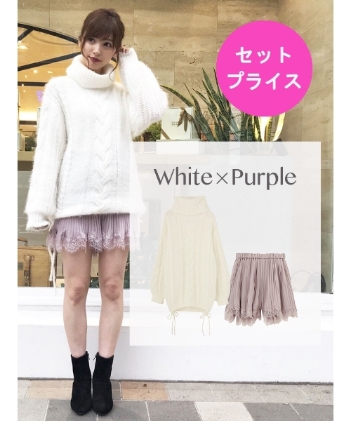 dazzlin - シュガータートルニットチュニック＆プリーツレースパンツセット dazzlin（ダズリン）の「【ZOZO限定】シュガータートルニット