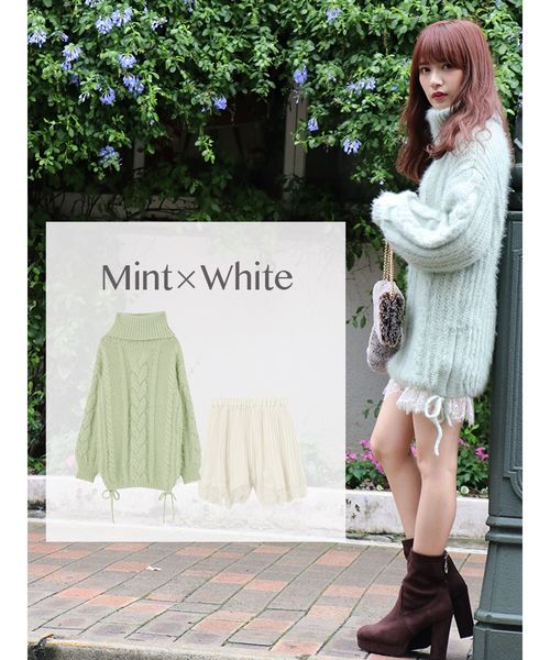 dazzlin - シュガータートルニットチュニック＆プリーツレースパンツセット dazzlin（ダズリン）の「【ZOZO限定】シュガータートルニット