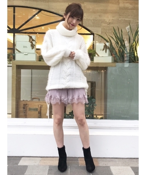 dazzlin - シュガータートルニットチュニック＆プリーツレースパンツセット dazzlin（ダズリン）の「【ZOZO限定】シュガータートルニット