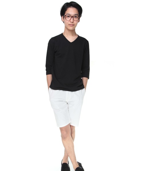 おしゃれスタ(オシャレスタ)の「ストレッチチノショートパンツ(IR) オーバーサイズ メンズ レディース(チノパンツ・メンズ・オフホワイト/ブラック/ベージュ/オリーブ/ブルー/ネイビー・L/M/S/XL)」の9枚目の写真