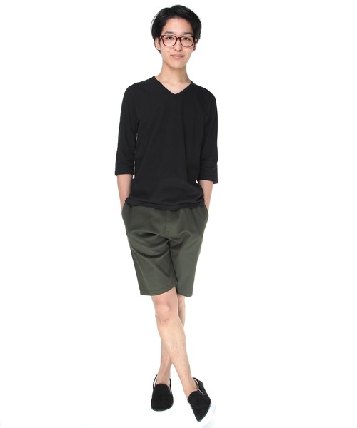 おしゃれスタ(オシャレスタ)の「ストレッチチノショートパンツ(IR) オーバーサイズ メンズ レディース(チノパンツ・メンズ・オフホワイト/ブラック/ベージュ/オリーブ/ブルー/ネイビー・L/M/S/XL)」の12枚目の写真