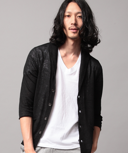 BEAUTY&YOUTH UNITED ARROWS（ビューティーアンドユースユナイテッドアローズ）の「by ∴ リネン ショールカーディガン 7SL（カーディガン/ボレロ・メンズ・ブラック/ナチュラル/ロイヤルブルー/レッド・SMALL/MEDIUM/LARGE/X-LARGE）」の2枚目の写真