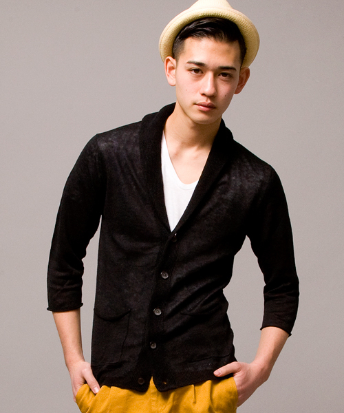 BEAUTY&YOUTH UNITED ARROWS（ビューティーアンドユースユナイテッドアローズ）の「by ∴ リネン ショールカーディガン 7SL（カーディガン/ボレロ・メンズ・ブラック/ナチュラル/ロイヤルブルー/レッド・SMALL/MEDIUM/LARGE/X-LARGE）」の5枚目の写真