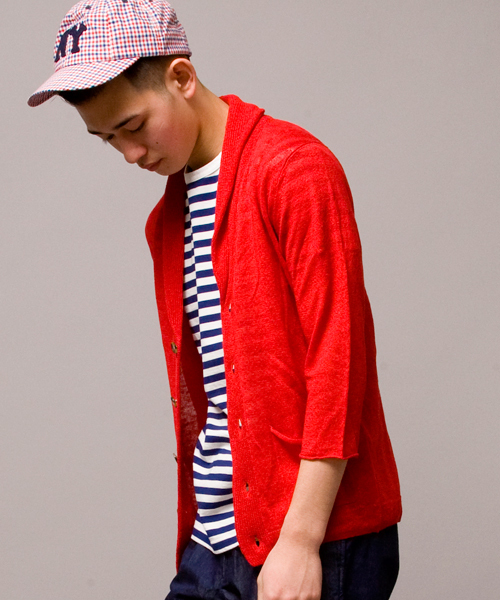 BEAUTY&YOUTH UNITED ARROWS（ビューティーアンドユースユナイテッドアローズ）の「by ∴ リネン ショールカーディガン 7SL（カーディガン/ボレロ・メンズ・ブラック/ナチュラル/ロイヤルブルー/レッド・SMALL/MEDIUM/LARGE/X-LARGE）」の8枚目の写真