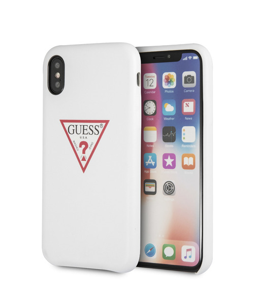 Guess(�Q�X)��PU LEATHER CASE TRIANGLE LOGO for iPhone X (WHITE)(���o�C���P�[�X/�J�o�[)