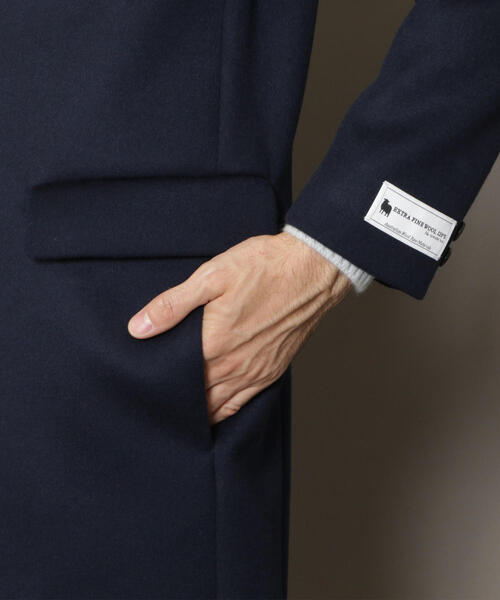 BEAUTY&YOUTH UNITED ARROWS（ビューティーアンドユースユナイテッドアローズ）の「BY ソリッド メルトン チェスターコート ◆（チェスターコート・メンズ・ブラック/ベージュ/ダークグレー/ロイヤルブルー・SMALL/MEDIUM/LARGE/X-LARGE）」の5枚目の写真