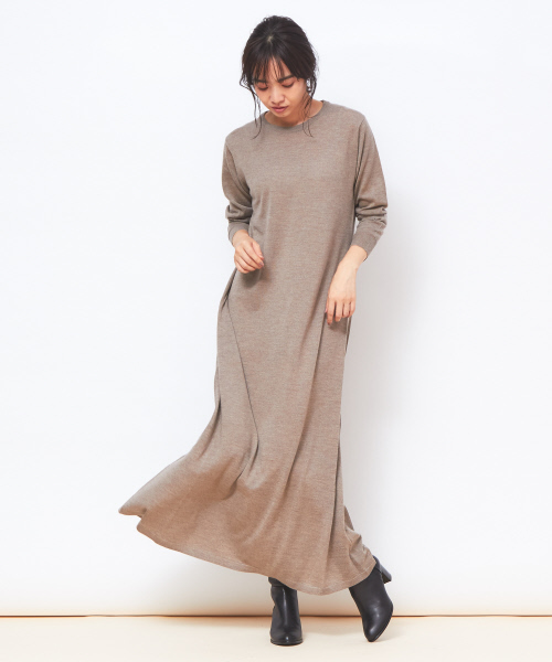 collex(コレックス)の「CO ロングニットOP(ワンピース)」|グレイッシュベージュ