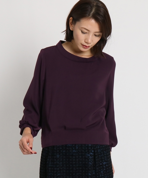 Sunauna(スーナウーナ)の「【洗える】ロールネックタックヘムブラウス(シャツ/ブラウス・レディース・キャメル/パープル/ネイビー・38/40)」の2枚目の写真