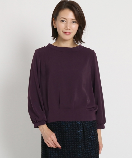 Sunauna(スーナウーナ)の「【洗える】ロールネックタックヘムブラウス(シャツ/ブラウス・レディース・キャメル/パープル/ネイビー・38/40)」の4枚目の写真