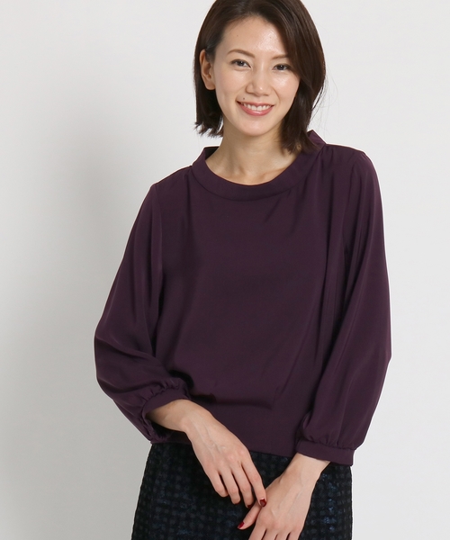 Sunauna(スーナウーナ)の「【洗える】ロールネックタックヘムブラウス(シャツ/ブラウス・レディース・キャメル/パープル/ネイビー・38/40)」の12枚目の写真