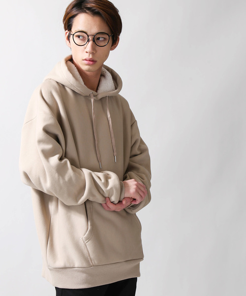 WEGO（ウィゴー）の「WEGO/ボンディングボアプルパーカー（パーカー・メンズ・ホワイト/ベージュ/カーキ/杢グレー/イエロー系その他2/ブラック/ブルー系その他・MEDIUM/LARGE）」の5枚目の写真