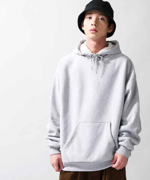 WEGO（ウィゴー）の「WEGO/ボンディングボアプルパーカー（パーカー・メンズ・ホワイト/ベージュ/カーキ/杢グレー/イエロー系その他2/ブラック/ブルー系その他・MEDIUM/LARGE）」の4枚目の写真