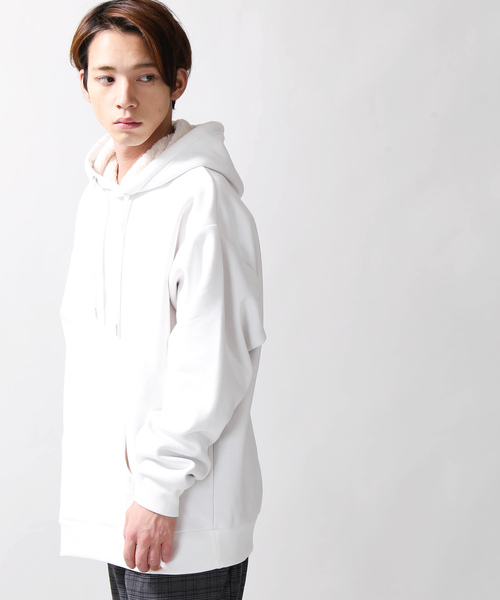 WEGO（ウィゴー）の「WEGO/ボンディングボアプルパーカー（パーカー・メンズ・ホワイト/ベージュ/カーキ/杢グレー/イエロー系その他2/ブラック/ブルー系その他・MEDIUM/LARGE）」の2枚目の写真