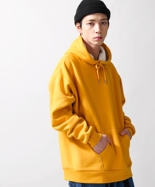 WEGO（ウィゴー）の「WEGO/ボンディングボアプルパーカー（パーカー・メンズ・ホワイト/ベージュ/カーキ/杢グレー/イエロー系その他2/ブラック/ブルー系その他・MEDIUM/LARGE）」の7枚目の写真