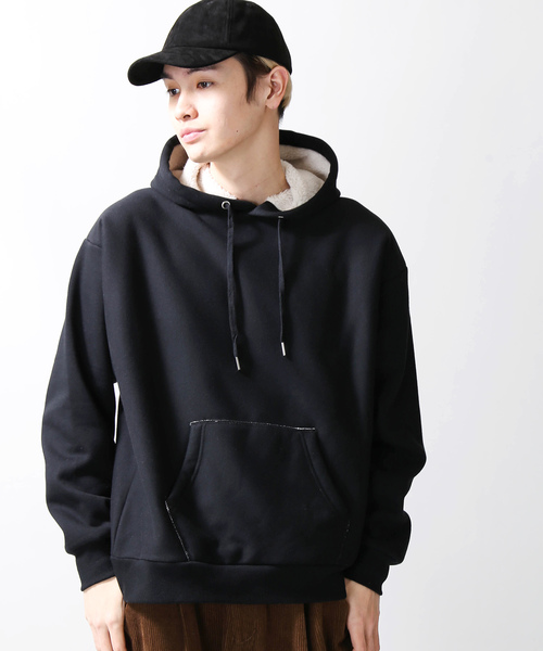 WEGO（ウィゴー）の「WEGO/ボンディングボアプルパーカー（パーカー・メンズ・ホワイト/ベージュ/カーキ/杢グレー/イエロー系その他2/ブラック/ブルー系その他・MEDIUM/LARGE）」の3枚目の写真